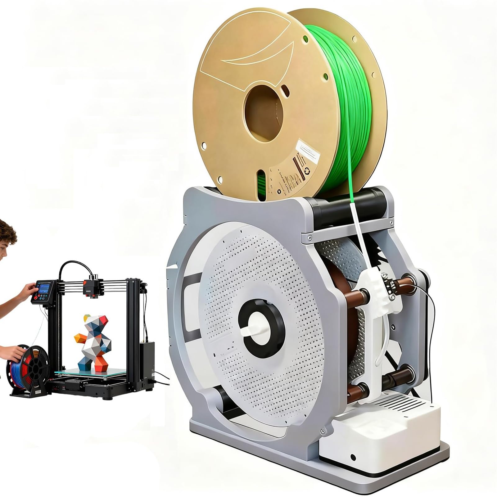 Automatyczny zwijacz szpuli Start Stop, 3D Filament Respooler do szpul 1 kg, schludne nawijanie zmniejsza plątanie, uniwersalny nawijacz nici spawalniczych