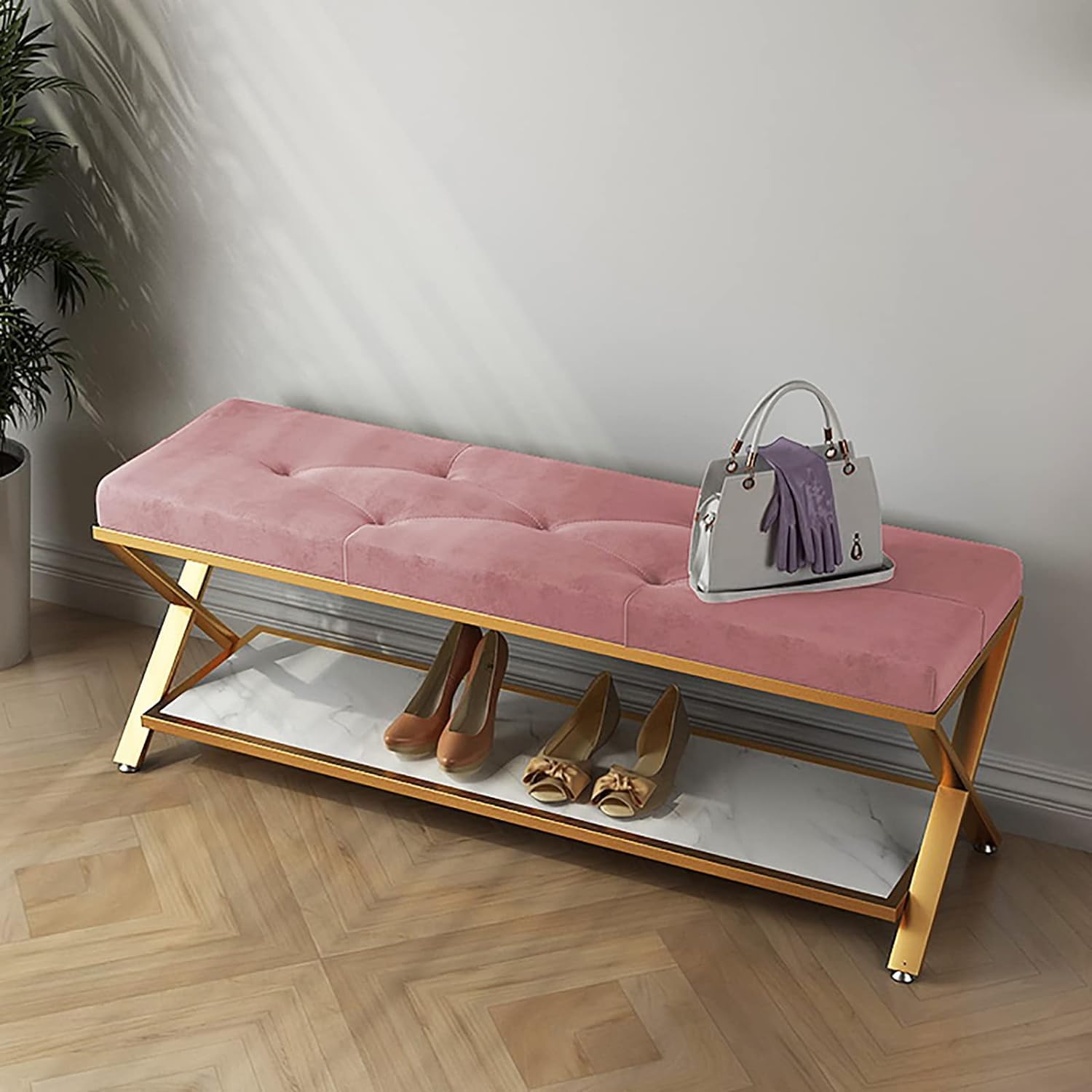 Tabouret ottoman moderne en velours de qualité supérieure pour chambre élégante