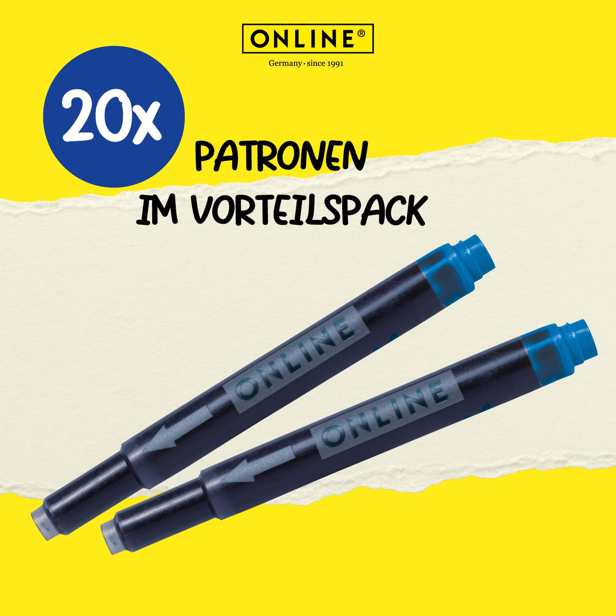 Besuche den Online- ONLINE 20x kompatible LAMY Patronen blau, auch für Pelikan, Stabilo etc., Universal Tintenpatronen, Füller Patronen, löschbar, für Füllhalter & Tintenroller, Vorteilspack Kombi Patrone königsblau in use