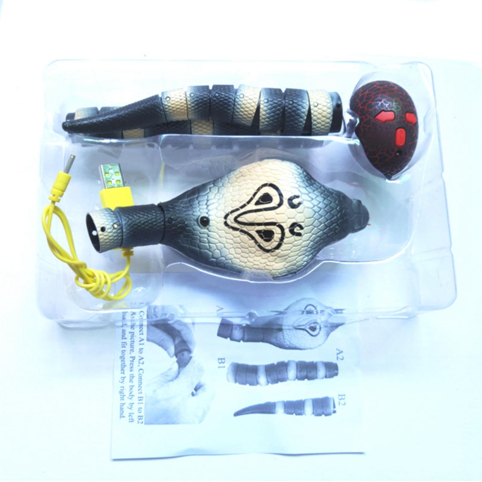 Perfeclan Serpent Télécommandé,Jouet Serpent à Capteur Intelligent, Jouet Farce RC Réaliste, Langue Rétractable et Queue Oscillante, électrique USB, Télécommandé pour Noël, Noir