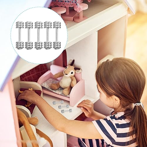 Miniatura 6 de Mini mancuernas modelo 5pcs 1 12 Escala Miniatura Mancuernas Casa de Muñecas Casa de Muñecas Entrenamiento Gimnasio Juego Miniatura Muebles de