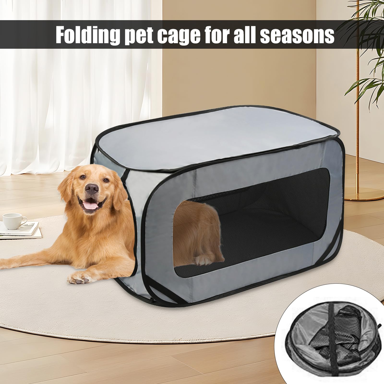 94x53x53 Cm Hundetransportbox Faltbar - Für Hunde Bis 29,5 Kg, Grau