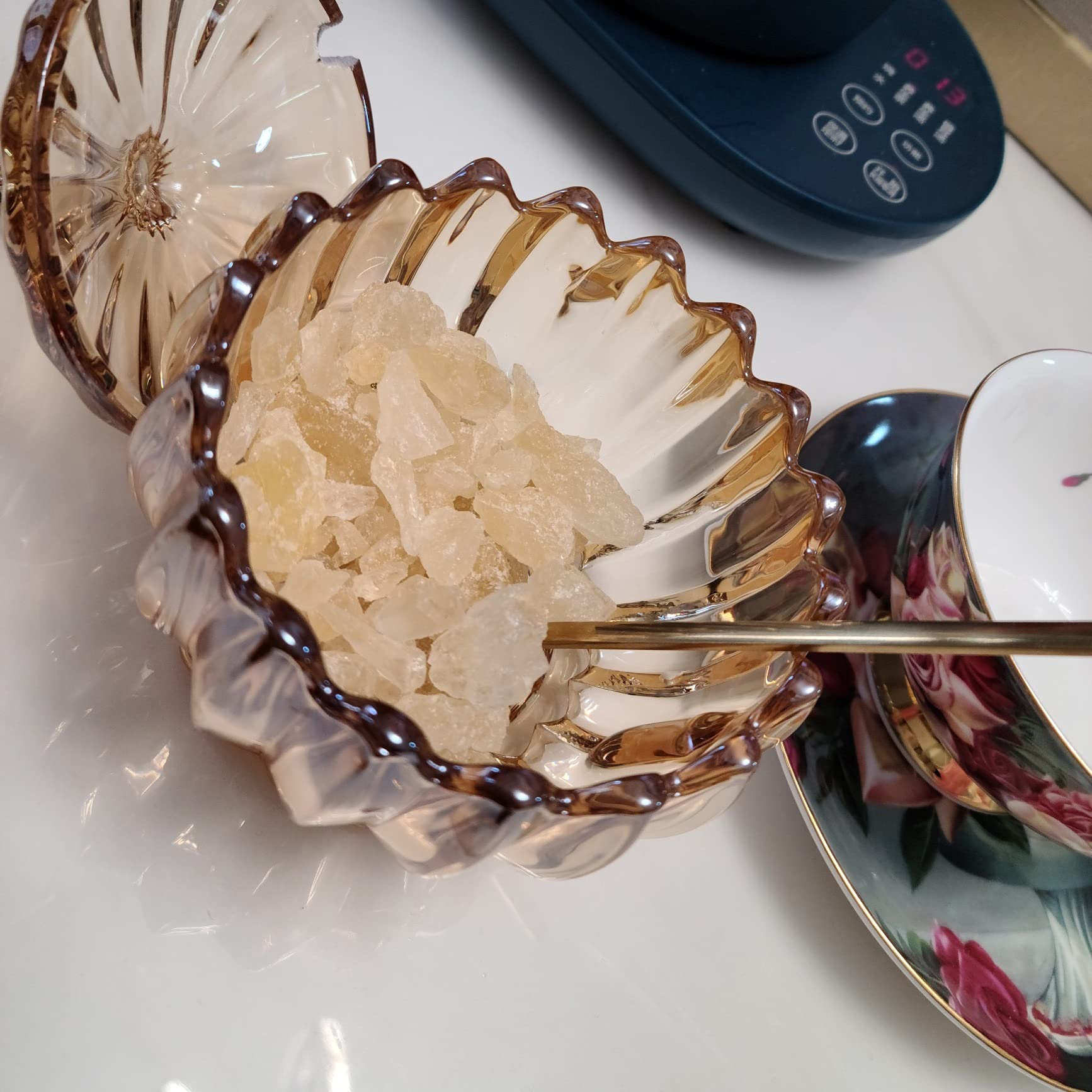Sucrier avec Couvercle sucrier sucrier en Verre Cristal, Pot d'assaisonnement Couvert avec cuillère de Service, Pot à épices avec Couvercle, 3,94" x 4,13"