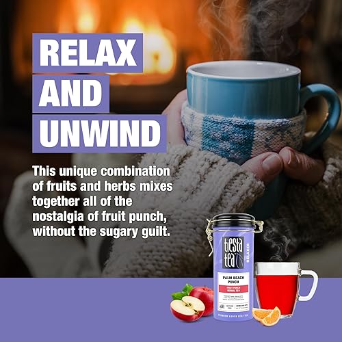 Miniatura 4 de Tiesta Tea - Palm Beach Punch - Tisana de ponche de frutas, hojas sueltas, hasta 50 tazas, se puede hacer caliente o frío, sin cafeína, lata