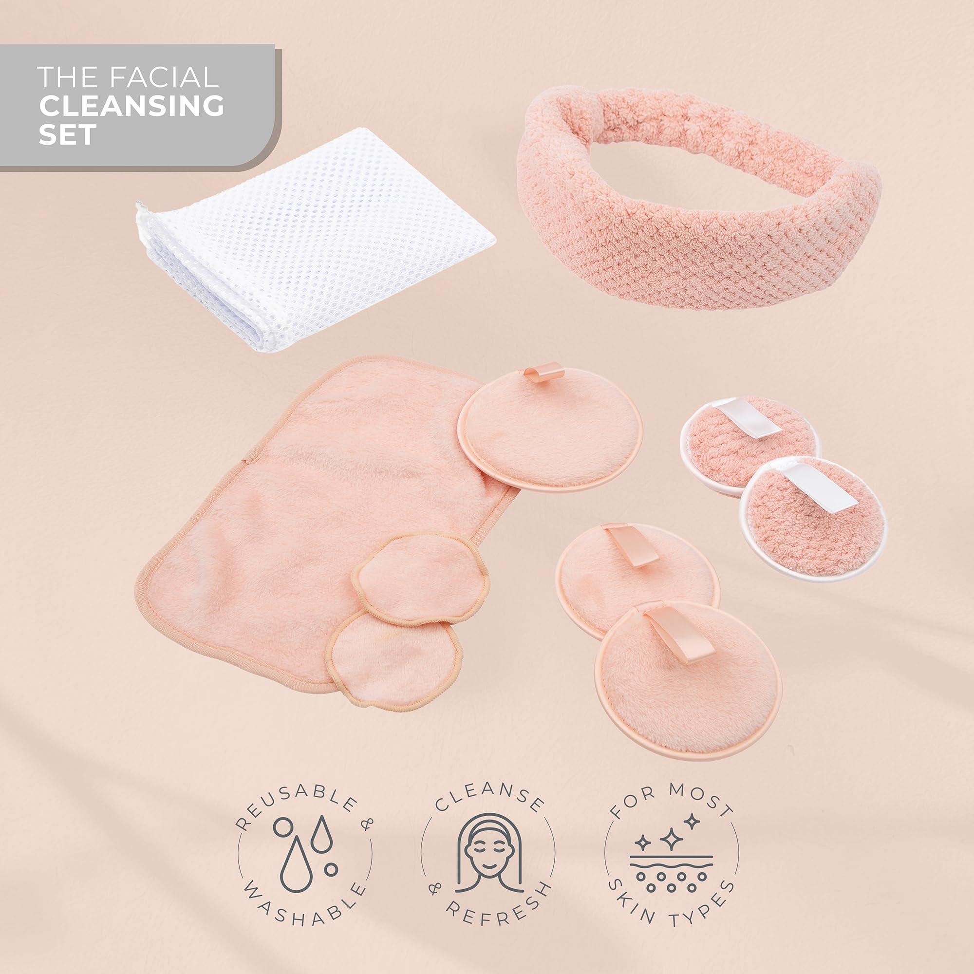 Bauer 10PC Facial Cleansing Set/Soft Flannel Face Cloths, Eye Pads - Image 2
