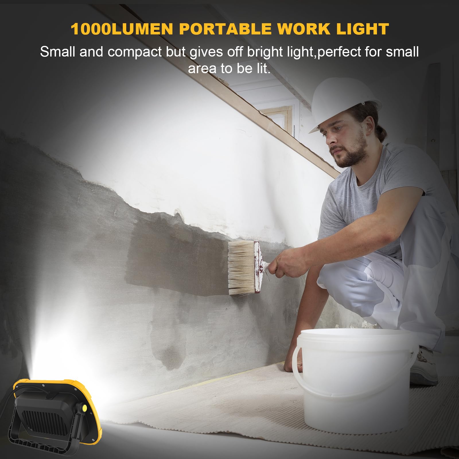 T-SUNiceM Oświetlenie robocze LED, 1100 lm, 6500 K, przenośne oświetlenie robocze, stojak obrotowy i uchwyt, przewód 1,8 m z wtyczką, oświetlenie LED z haczykiem dla oficjalnego