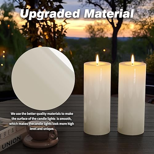 Miniatura 4 de Velas grandes de 10 x 4 pulgadas para exteriores con temporizador, velas parpadeantes impermeables sin llama, funcionan con pilas con control