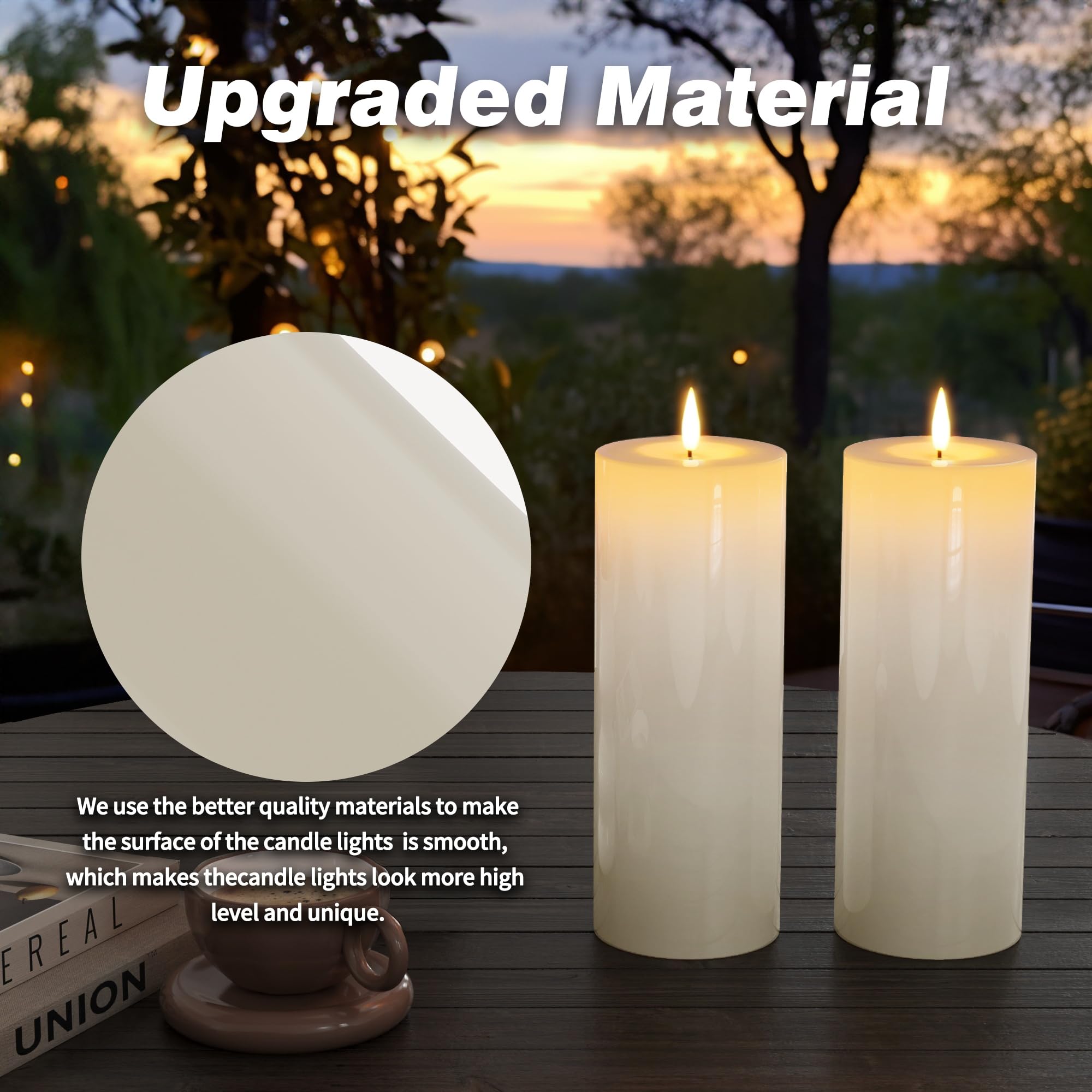 SLFR-10" X 4" Large Outdoor Waterproof Flickering Flameless Candles Timer 2pcs Battery Operated Led Pillar Candles Embedded Star String Outdoor Lantern - View #6