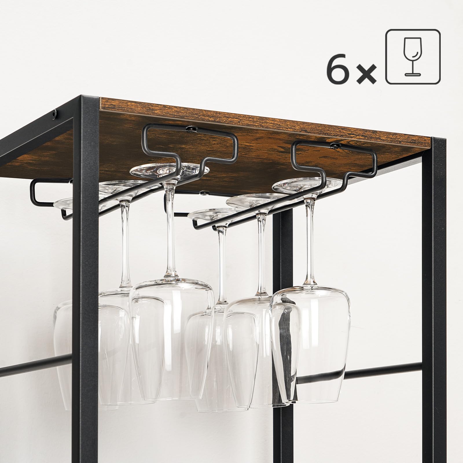 HOOBRO Weinregal für 16 Flaschen, Flaschenregal Holz mit 6 Etagen, Weinständer mit Schublade, Weinschrank, Weinflaschenhalter mit Glashalter 40 x 30 x 102 cm, Flaschen Organizer EBF10JJ01