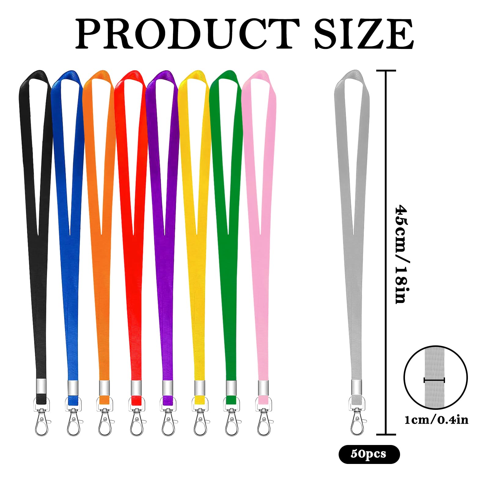 XHDA 50PCS Grey Lanyards for Neck Lanyards for ID Badge Lanyard with Metal Swivel Hook for ID Card Badge Holder - Image 2