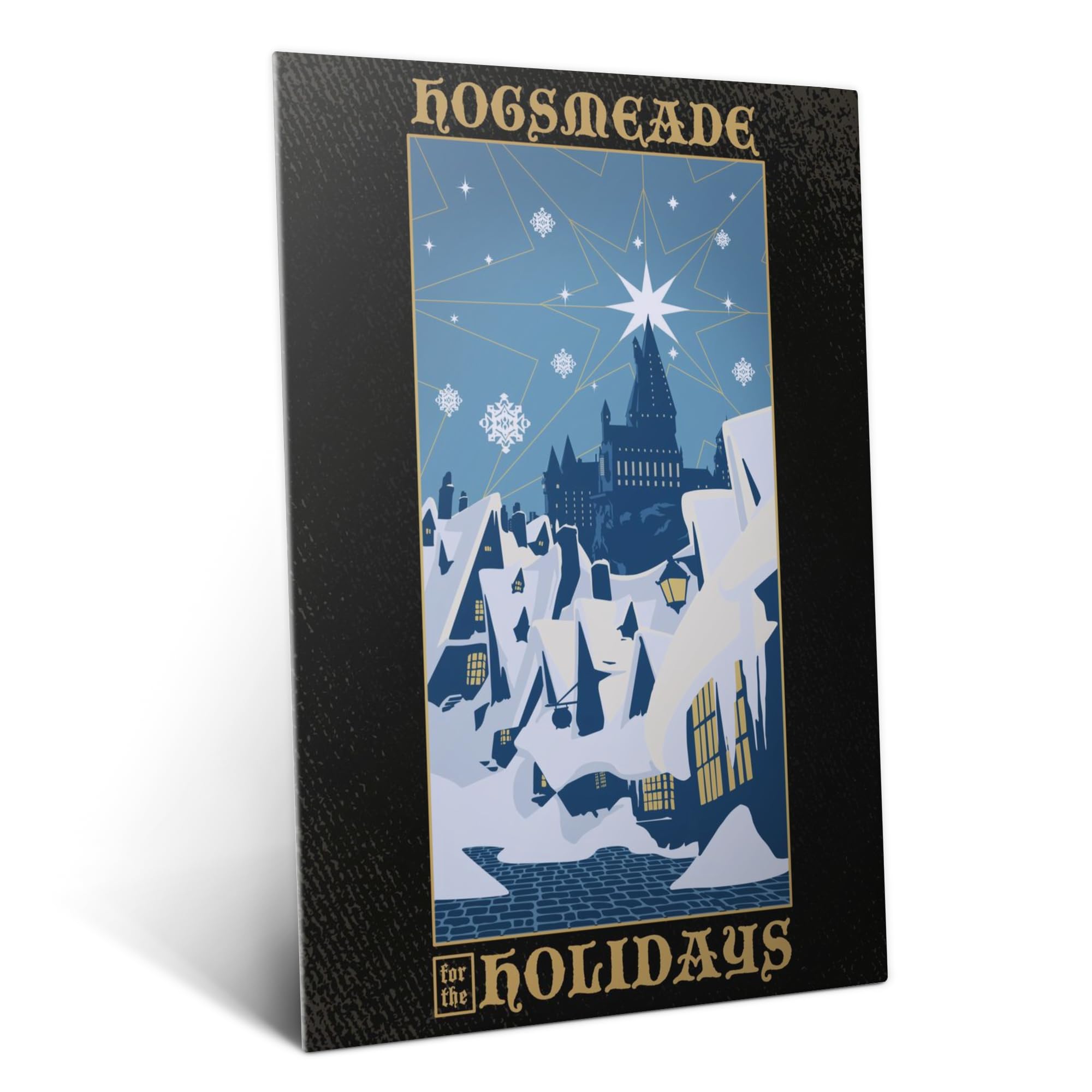 Displate Metall poster Wizarding World Hogsmeade for Holidays Größe L | Bilder Wanddeko Wohnzimmer & Schlafzimmer Wandbilder, Geschenk. Wandkunst mit Magnet-Befestigung, ohne Bohren.