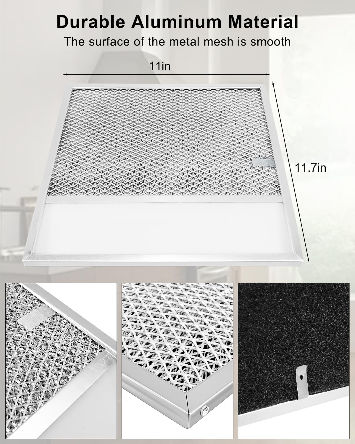 11" X 12" x 3/8" Range Hood Filter with Light Lens 2 PCS image 3