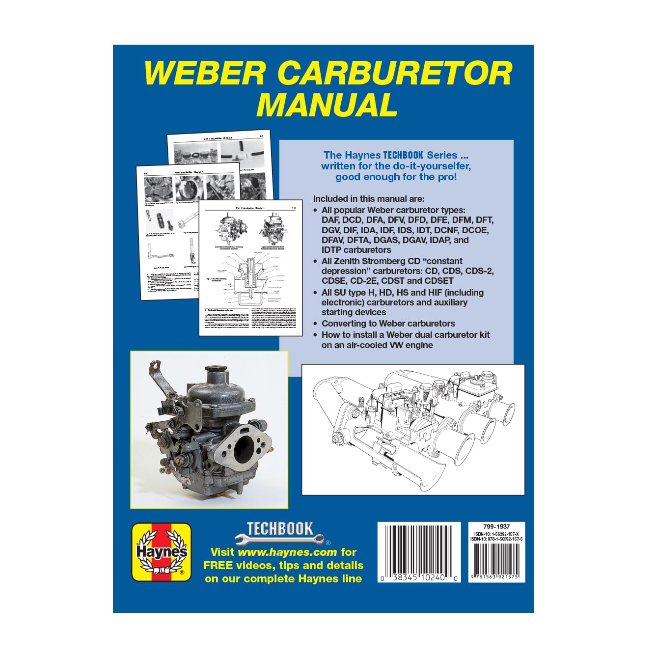 Weber Carburetor Manual: Including Zenith, Stromberg and SU Carburetors