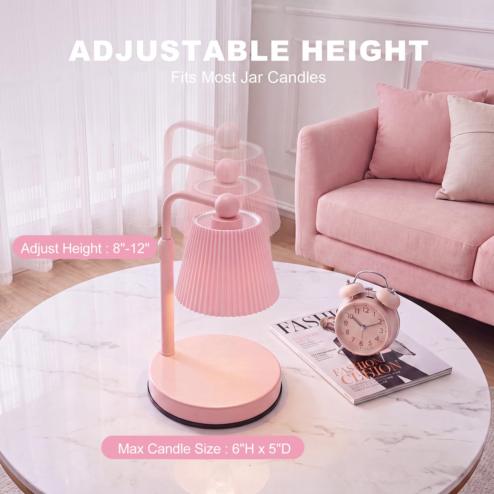 FSBZ - Lampada scalda candela con timer, colore: Rosa