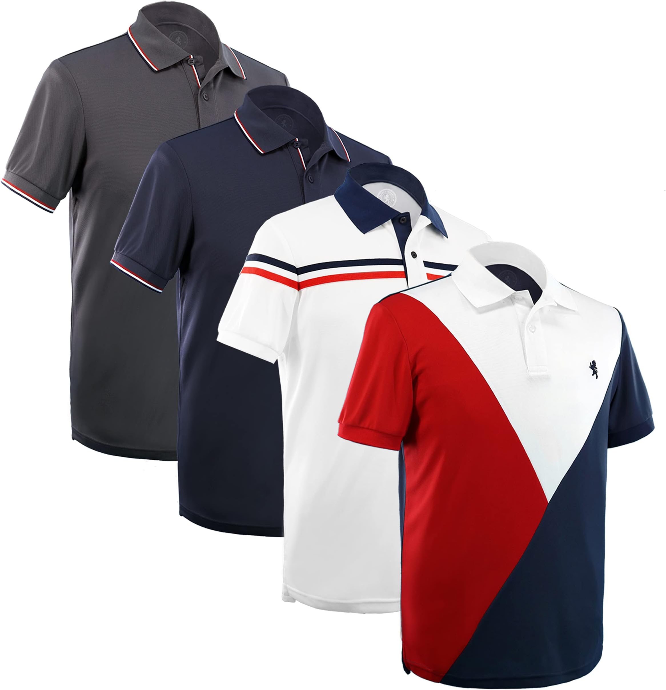 Albert Morris Mens Striped Short Sleeve Polo Shirts 4 Pack