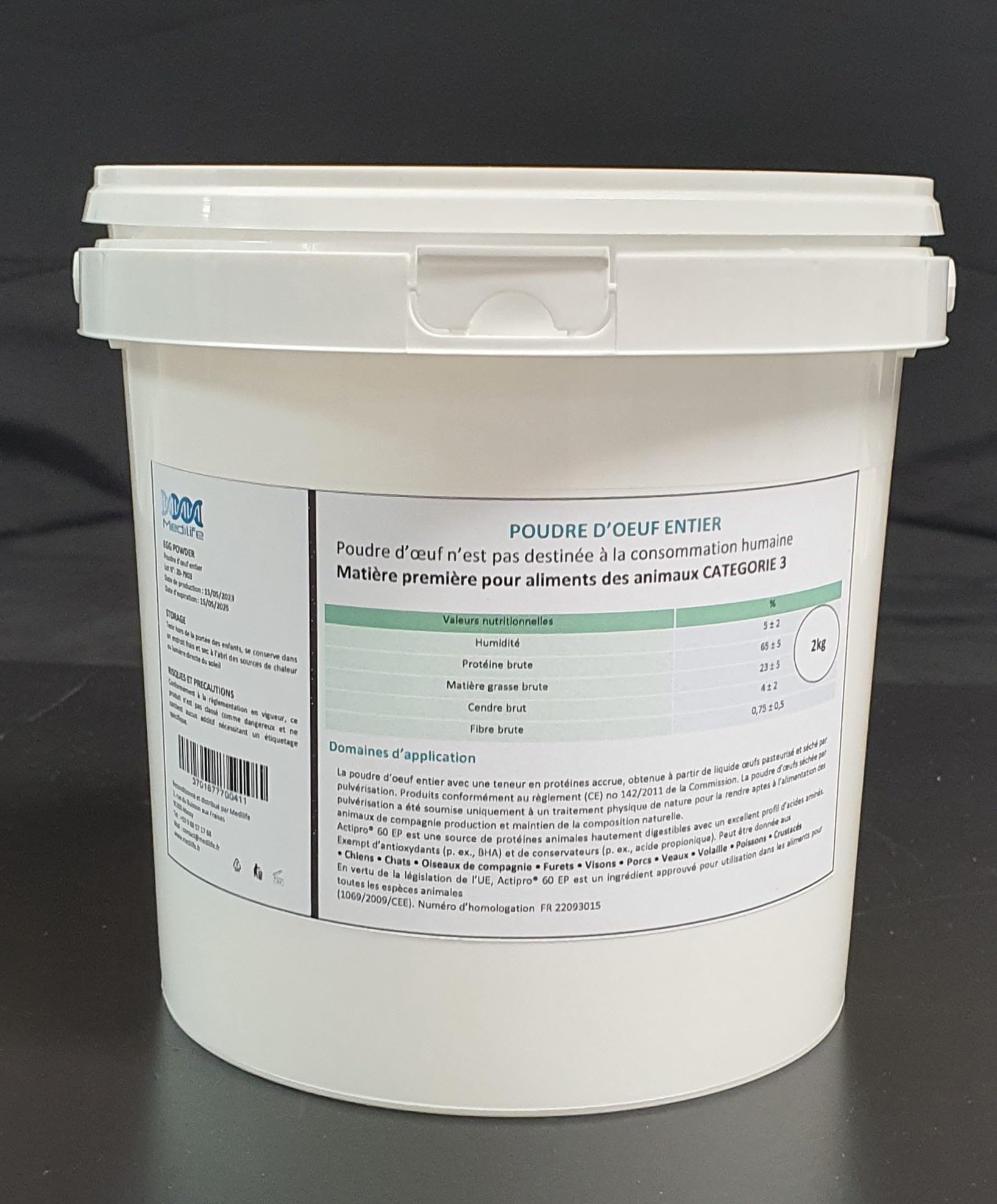 5 KG de Poudre d’œuf Entier pour Alimentation Animale - Teneur en protéines Accrue 65%