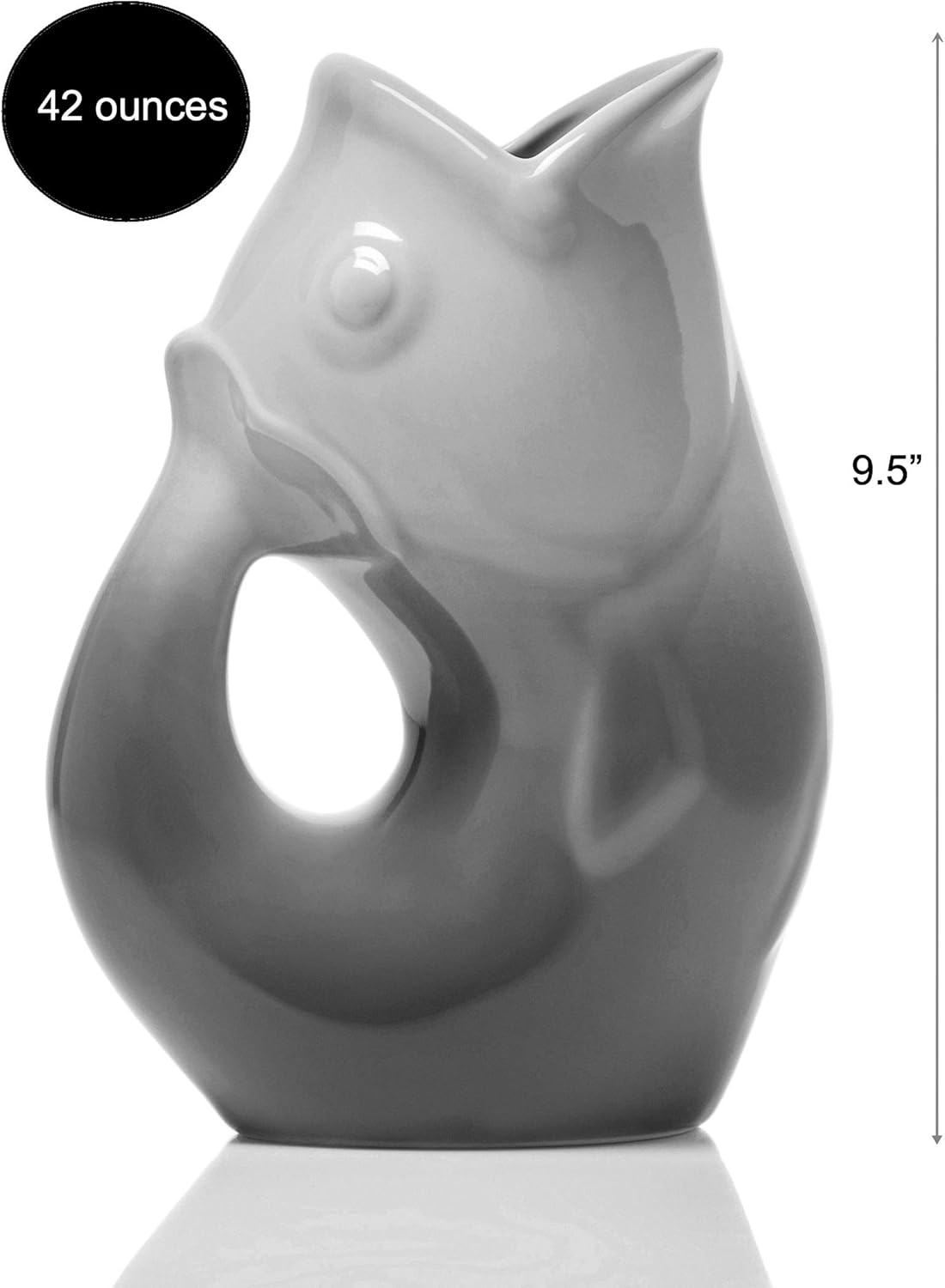 Gurgle Pot Ombre Grey Ceramic Beverage Jug 42 Ounce Gurgling Pitcher