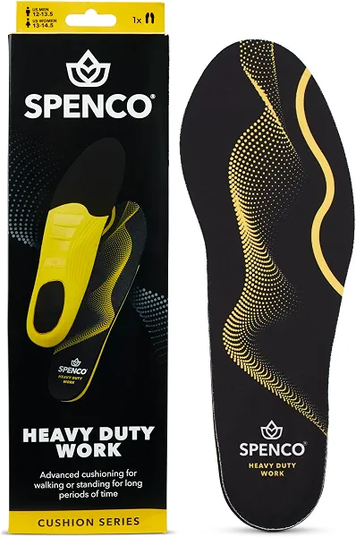Spenco PolySorb Heavy Duty Insoles, 1-Pair, Arch Support Shoe Inserts | Nylon low-friction top cover, SpenCore heel and forefoot pads, Deep heel cup, Fits work boots and shoes, APMA accepted