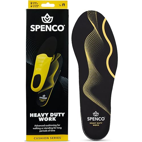 Spenco PolySorb Heavy Duty Insoles - Performance Foam Shoe Inserts w/ 4-Way Stretch Fabric & SpenCore Layer for Shock Absorption, Odor Control & All-Day Comfort & Stability - Fits Most Shoes