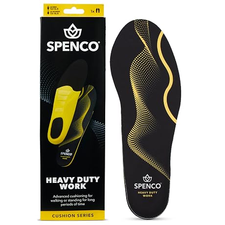 Spenco PolySorb Heavy Duty Insoles - Performance Foam Shoe Inserts w/ 4-Way Stretch Fabric & SpenCore Layer for Shock Absorption, Odor Control & All-Day Comfort & Stability - Fits Most Shoes