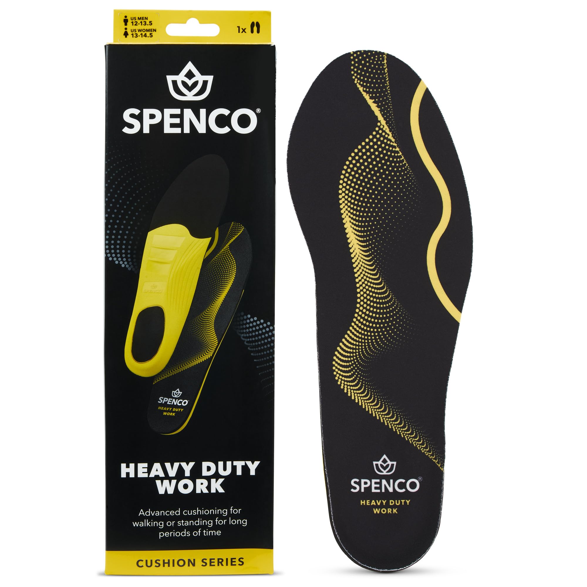 Photo 1 of Spenco PolySorb Heavy Duty Insoles - Performance Foam Shoe Inserts w/ 4-Way Stretch Fabric & SpenCore Layer for Shock Absorption, Odor Control & All-Day Comfort & Stability - Fits Most Shoes