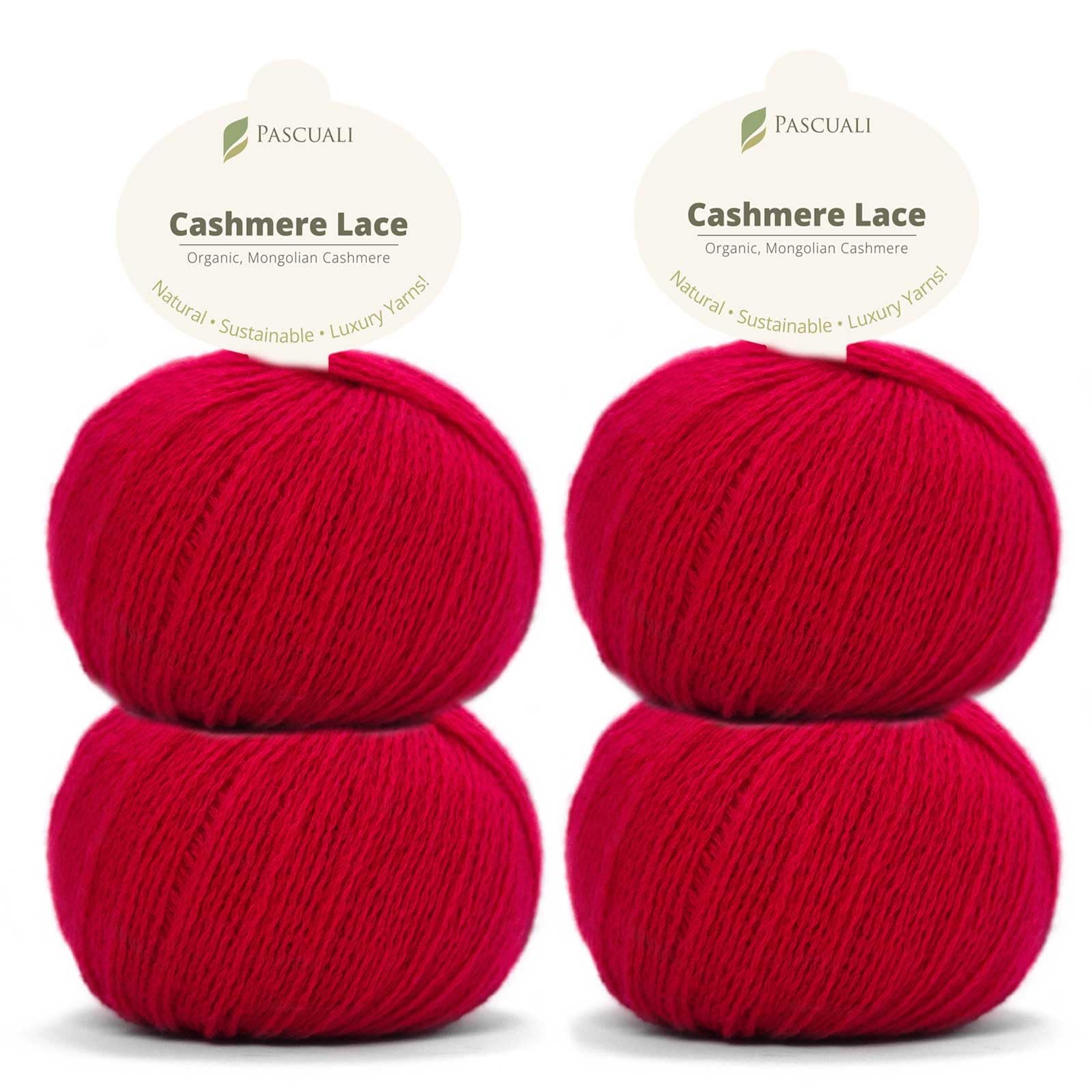 Laine à tricoter 100 % laine de cachemire Pascuali Bio Fraise 58 pour crochet