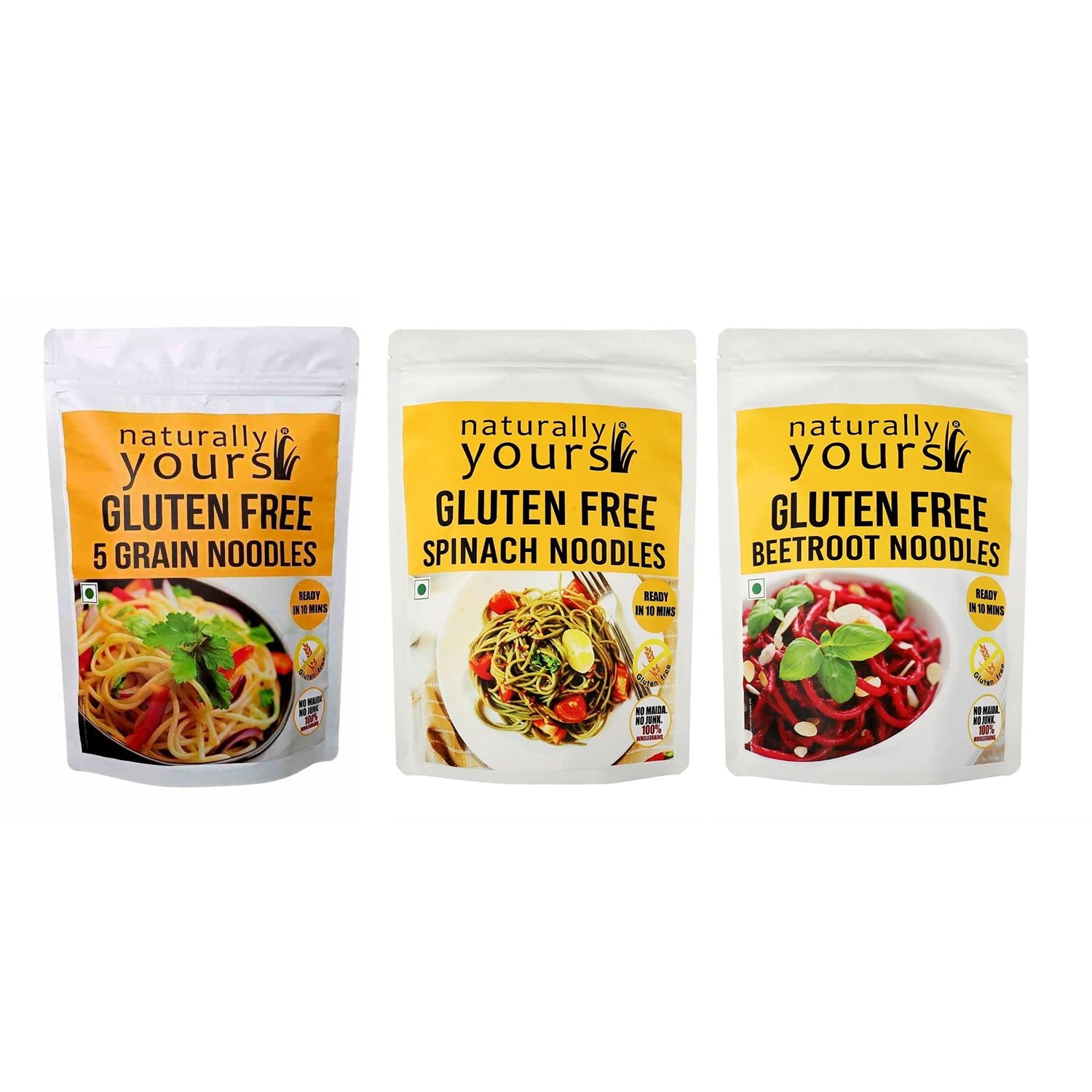 Naturally Yours Gluten Free Noodles Combo 300g, No Maida, Not Fried, Vegan ,No preservatives, Includes tastemaker (B09KV8JF52) Amazon Price History, Amazon Price Tracker