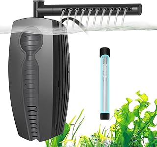 FEDOUR 600LPH Aquarienfilter mit U-V, 8W einstellbare Aquarium Innenfilter, Unterwasser Leise Fischtankfilter für 30-180L Becken, mit biochemischer Baumwolle, Aktivkohle-Baumwolle, Keramikkugeln