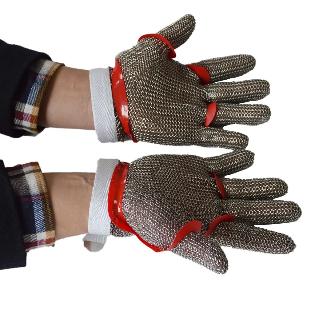 2 Piezas de Guantes Resistentes al Corte de Acero Inoxidable, protección de Nivel 9, adecuados for Cocina, jardín, Guantes de Trabajo de Seguridad de Sacrificio (Size : 2pcs/XS)