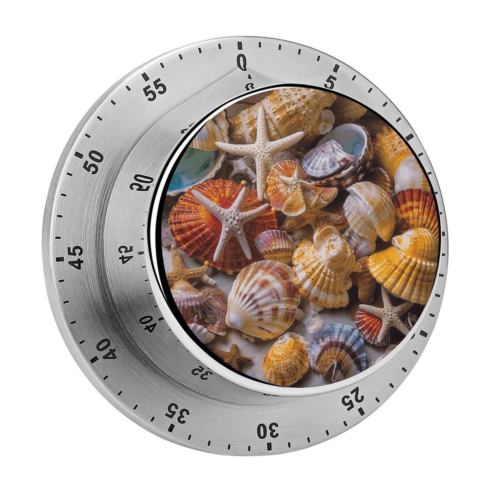Adfgyerh Style Sea Shell Treasures Timer For Cooking, Kitchen Timer Magnetic No Batteries Required, Mechanical Timer With Loud Alarm, For Fitness Baking Exercise Oven