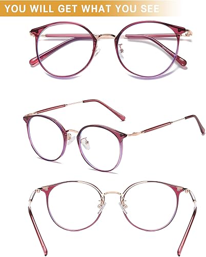 Miniatura 2 de DUCO Lentes de luz azul para mujeres y hombres, con bloqueo de rayos azules, anteojos de computadora para adolescentes, anteojos redondos retro W013