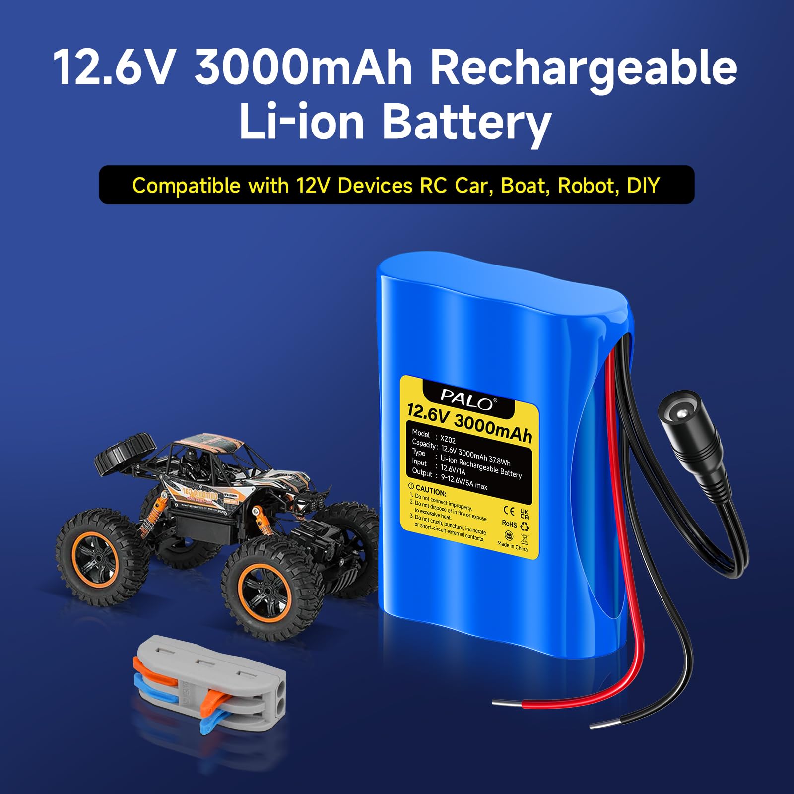 12.6V 3000mAh Lithium-ionen akku mit ladegerät & 2 Verbindungslinie für Solar Panel, Radio, Kameras, Camcorder, Elektronische Orgel, DIY Leselampe, Teleskopen, Sonar, Signalwerkzeug