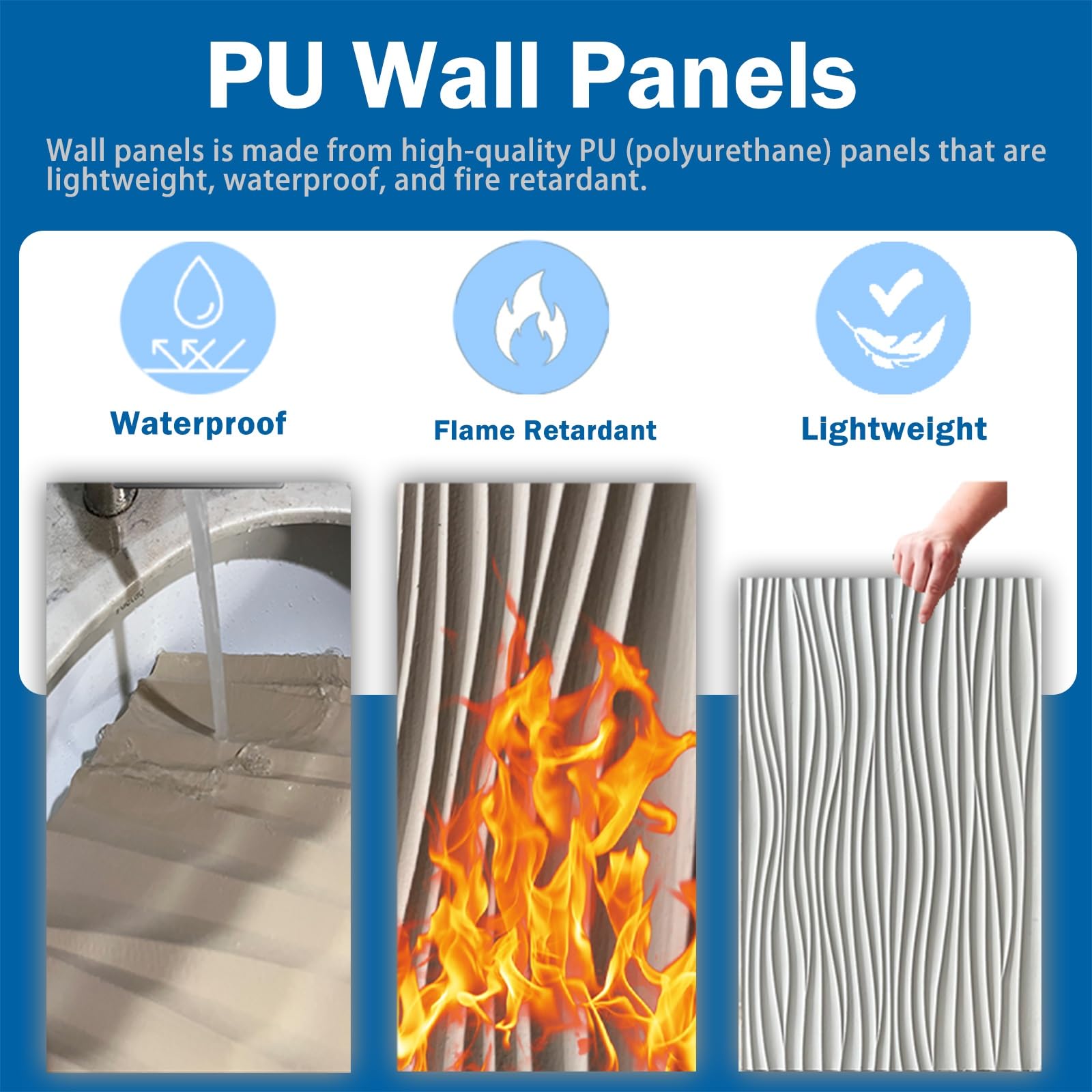 pannelli murali pannelli decorativi Pannelli decorativi per pareti 3D con texture ondulata, per soggiorno, camera da letto, TV, ufficio, design rettangolare, pannello di rivestimento in PU(Red,24pack)
