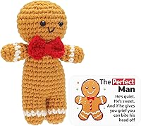 Vista 7 de Muñeca de vudú positiva graciosa hecha a mano de ganchillo rellena de peluche con tarjeta de afirmación de positividad para decoración de Halloween