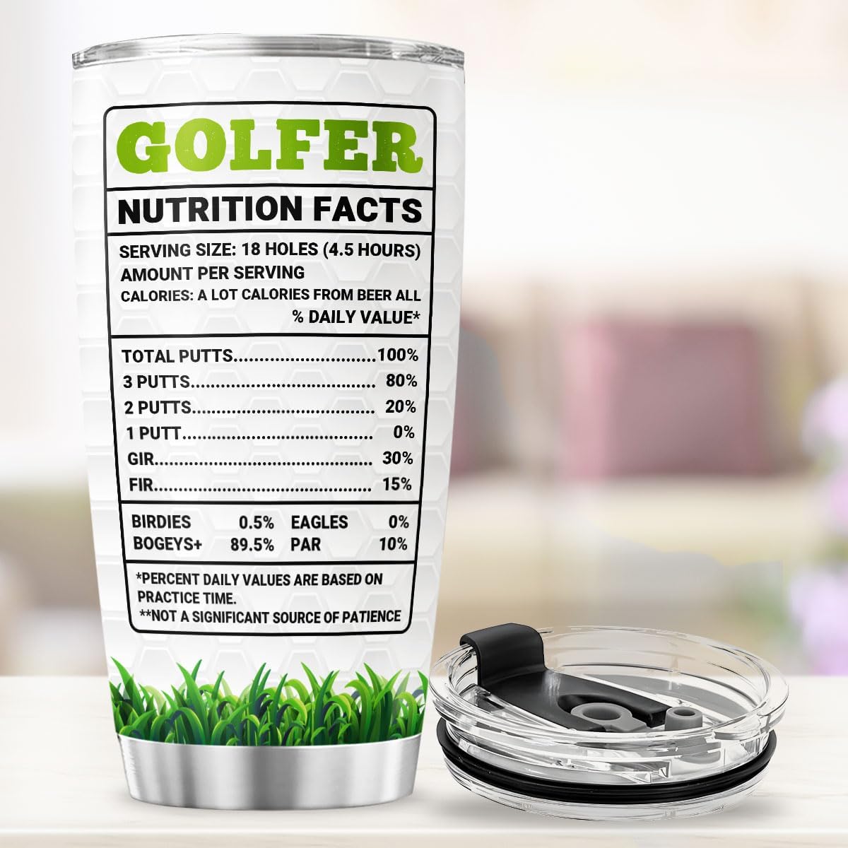 Funny Golf Tumbler for Men, Life Is Full of Important Choices Cup, 20oz Stainless Steel Travel Mug with Golfer Nutrition Facts, Birthday Gift for Dad, Husband, Boyfriend, Golf Enthusiast - Image 4