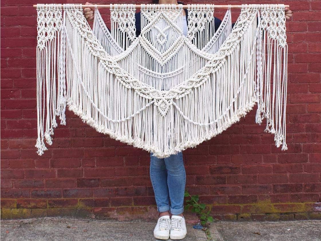 American Knit Special for Christmas Bohemian Macrame Wedding Backrop Decor Boho Chic Macrame Wall Hanging Style Macrame Tapestry Macrame Curtain & Macrame Arch 60" W x 40" L