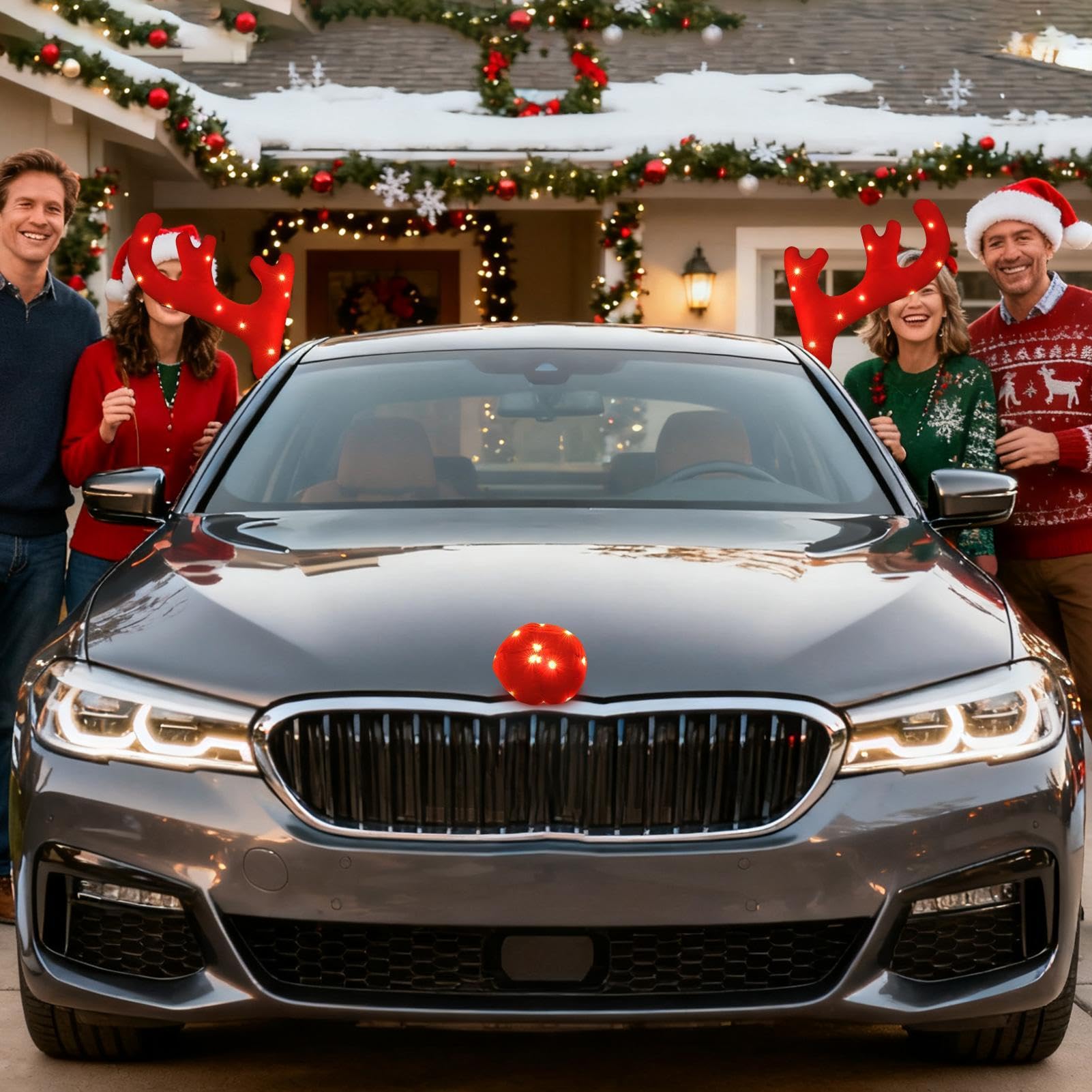 Kit Cornes de Renne pour Voiture Jolies décorations Lumineuses de Noël pour