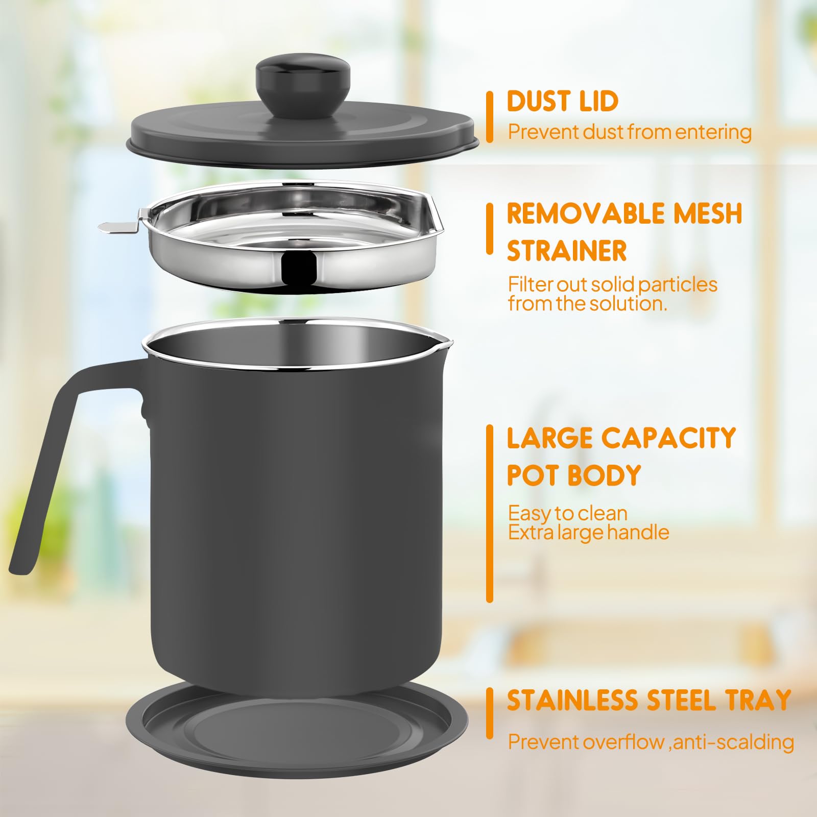 Bacon Grease Container GBACHOOSE 2-Pack 1.3L Stainless Steel Grease Pot ...