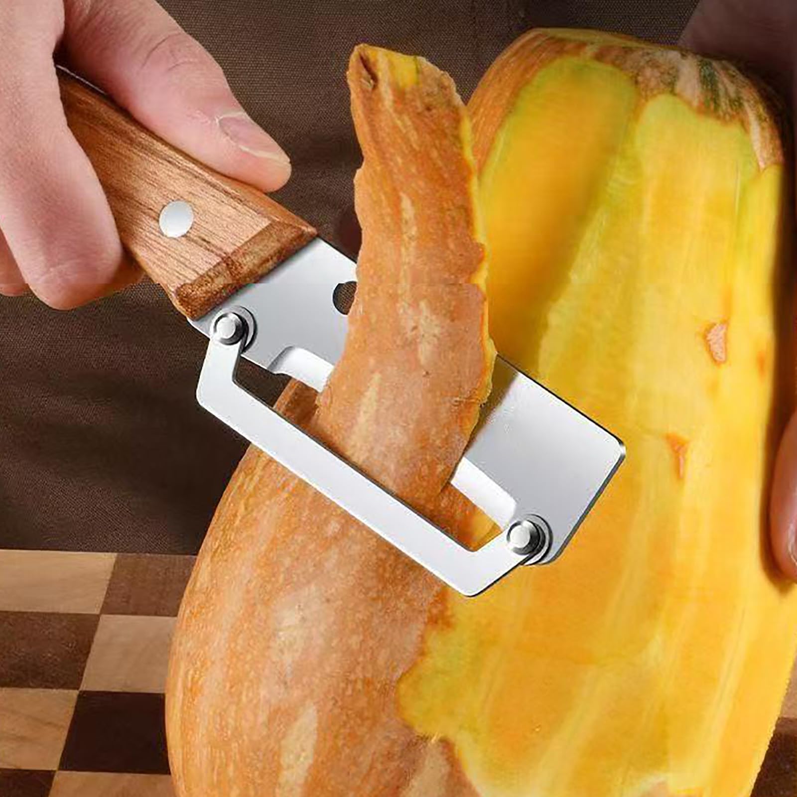 2 en 1 Éplucheur de légumes multifonctionnel la cuisine lame en acier inoxydable ultra aiguisée et manche bois ergonomique Eplucheur Bois Ouvre Bouteille Outil Cuisine Double Usage Fruits et Légumes - 5