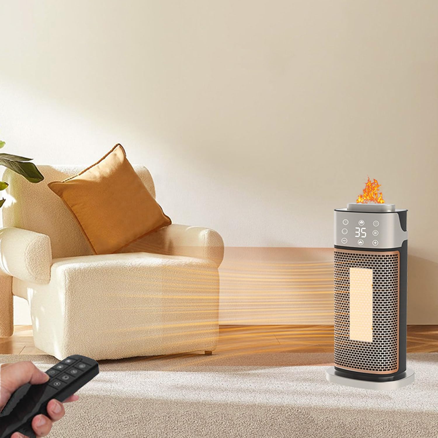 Calentador De Interior con Humidificador, Calentador Portátil, Temporizador De 12 Horas, Oscilación De 70°, Máximo 45 ℃, con Termostato, Adecuado para Dormitorio, Sótano, Camping, Etc.