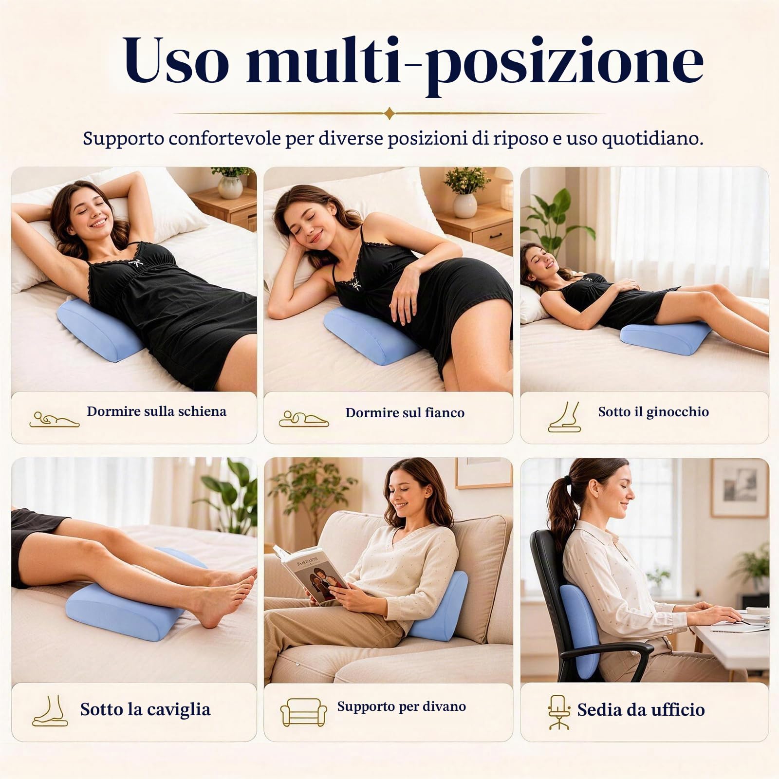 Cuscino di supporto lombare per alleviare il dolore alla schiena: cuscino lombare per dormire, cuscino in memory foam, cuscino a cuneo per chi dorme sul fianco, sulla schiena e sullo stomaco, cuscino