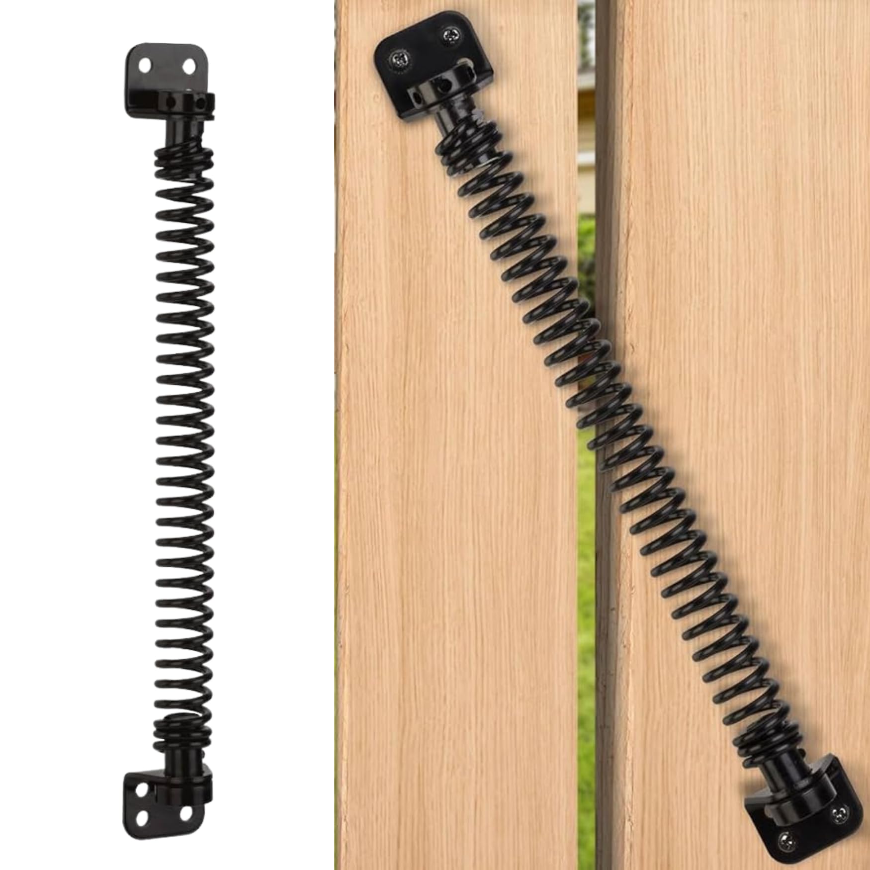 Garden Mile Heavy Duty 10" Inch Black Powder Coated Steel Self Closing Gate Spring Hardware Adjustable Metal Spring Closure Versatile Metal Spring Gate Spring Closer