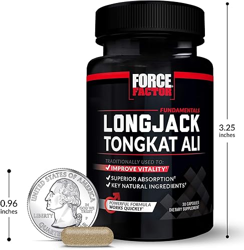 Miniatura 9 de Force Factor Longjack Tongkat Ali 500mg para hombres, extracto de Longjack para apoyar la vitalidad masculina y mejorar la conducción, cápsulas