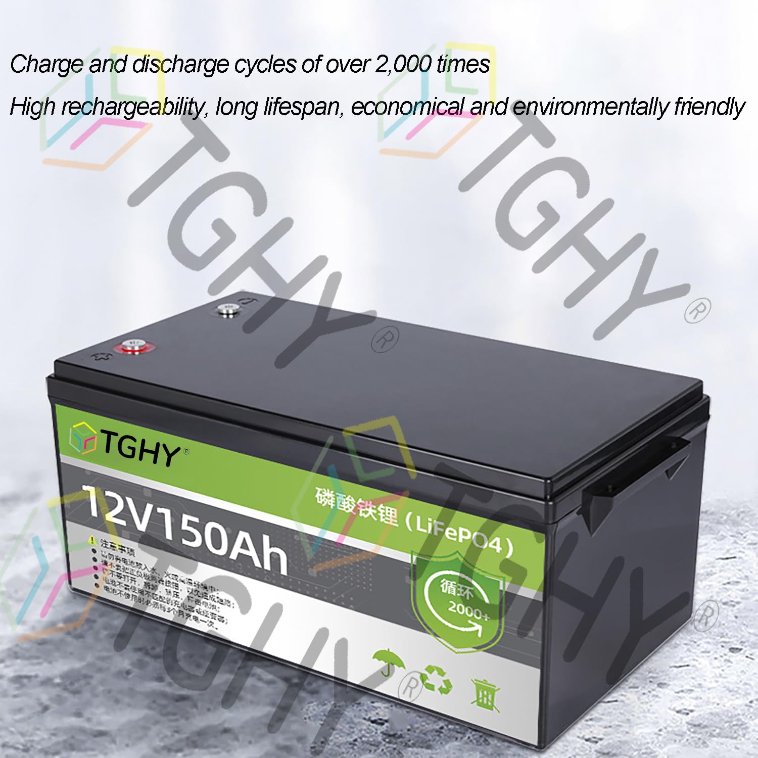 TGHY Akumulator litowo-żelazowo-potasowy 12,8 V, 6-200 Ah, wbudowany system BMS do kamperów, wózków golfowych, łodzi i innych, cykl głębokiego rozładowania 2000,12.8v33ah