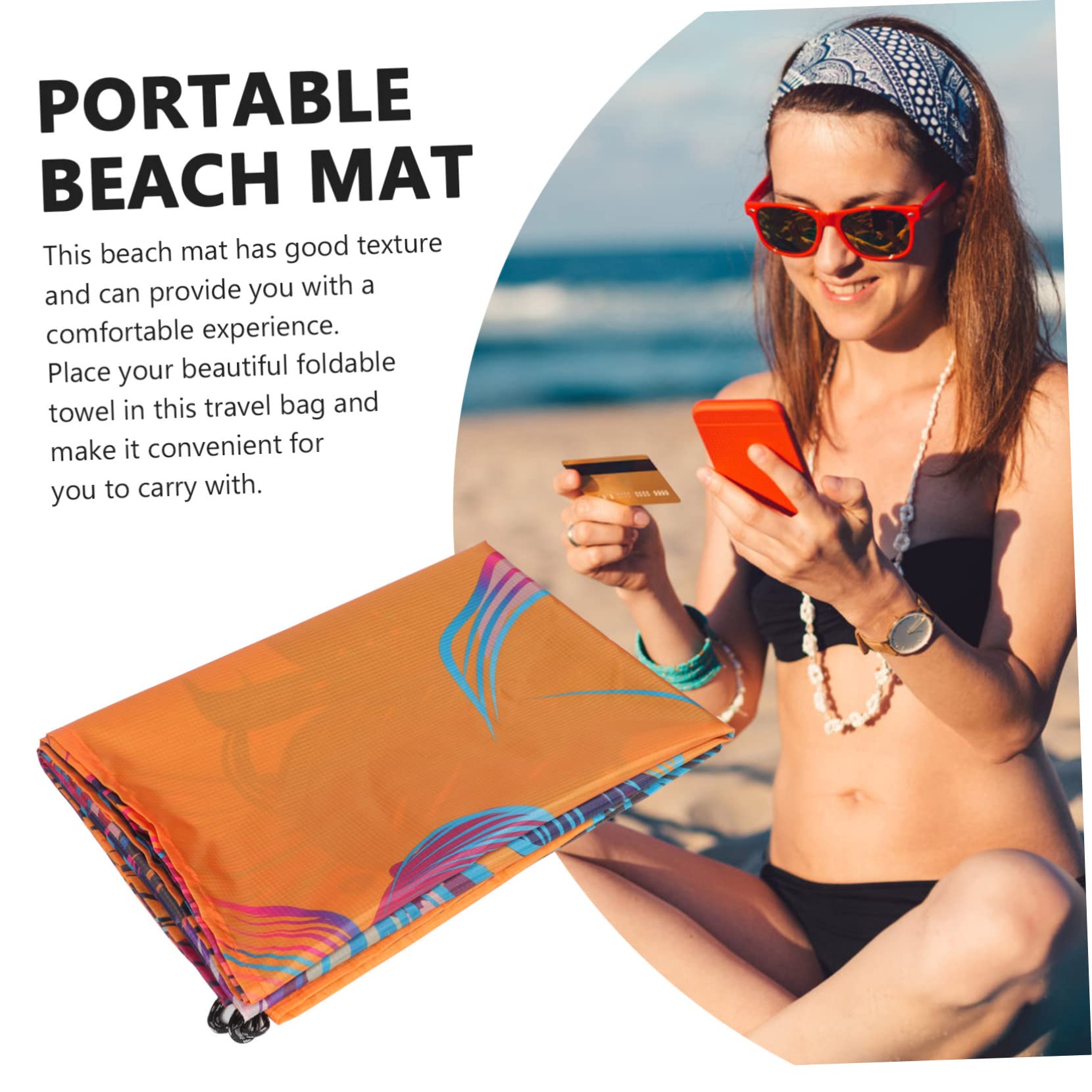 Abaodam 2 Pièces Tapis De Sol Étanche Tapis De Plage Léger De Pique- D'extérieur Sable UV Mer De Plage Pliable Nattes De Plein Air Toile Polyester Imperméable