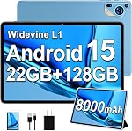 Tablette Android 15 2026 améliorée 10 po tablettes octa-core avec 22 Go + 128 Go + 1 To, double caméra, 8000 mAh, affichage tactile IPS HD 1280x800, support Widevine L1, Wi-Fi 5G, GPS avec couverture de protection - Gris métal