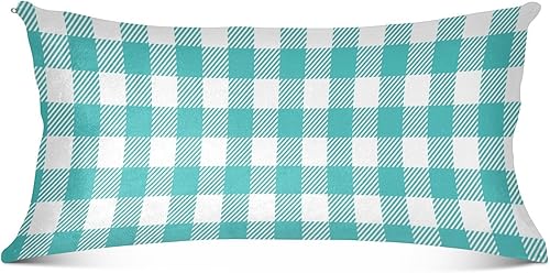 Emelivor Fundas de almohada de terciopelo a cuadros, color turquesa, verde azulado, fundas de cojín cómodas, fundas de almohada decorativas para
