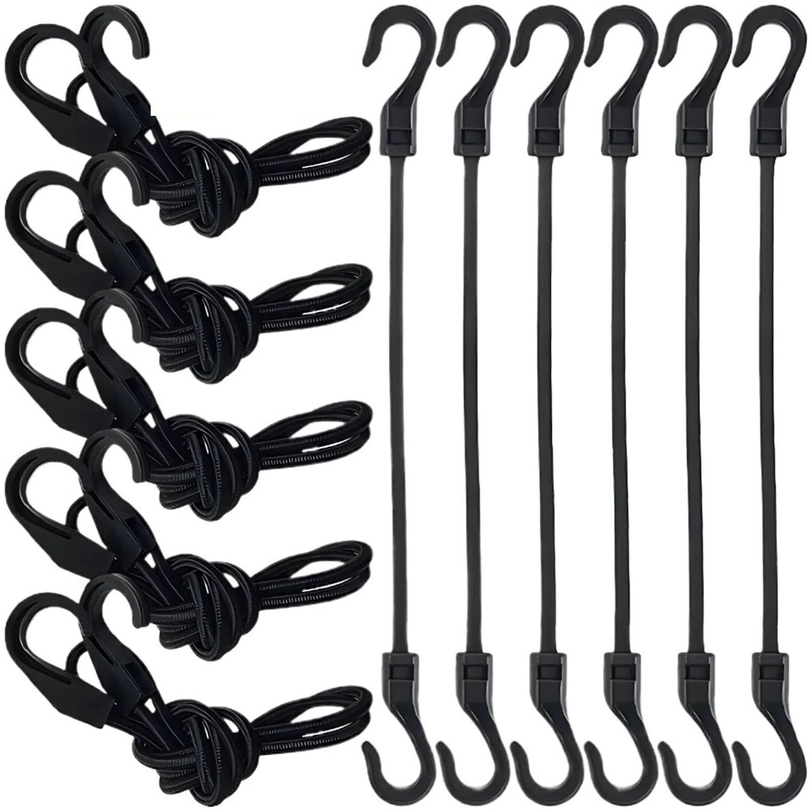 Linki bungee z nylonu i ABS haczykami | Czarny 13,5/23,5/32cm 1/5/10/20 szt. Do zabezpieczania bagażu, kempingu, bagażnika dachowego(32cm(20pcs))