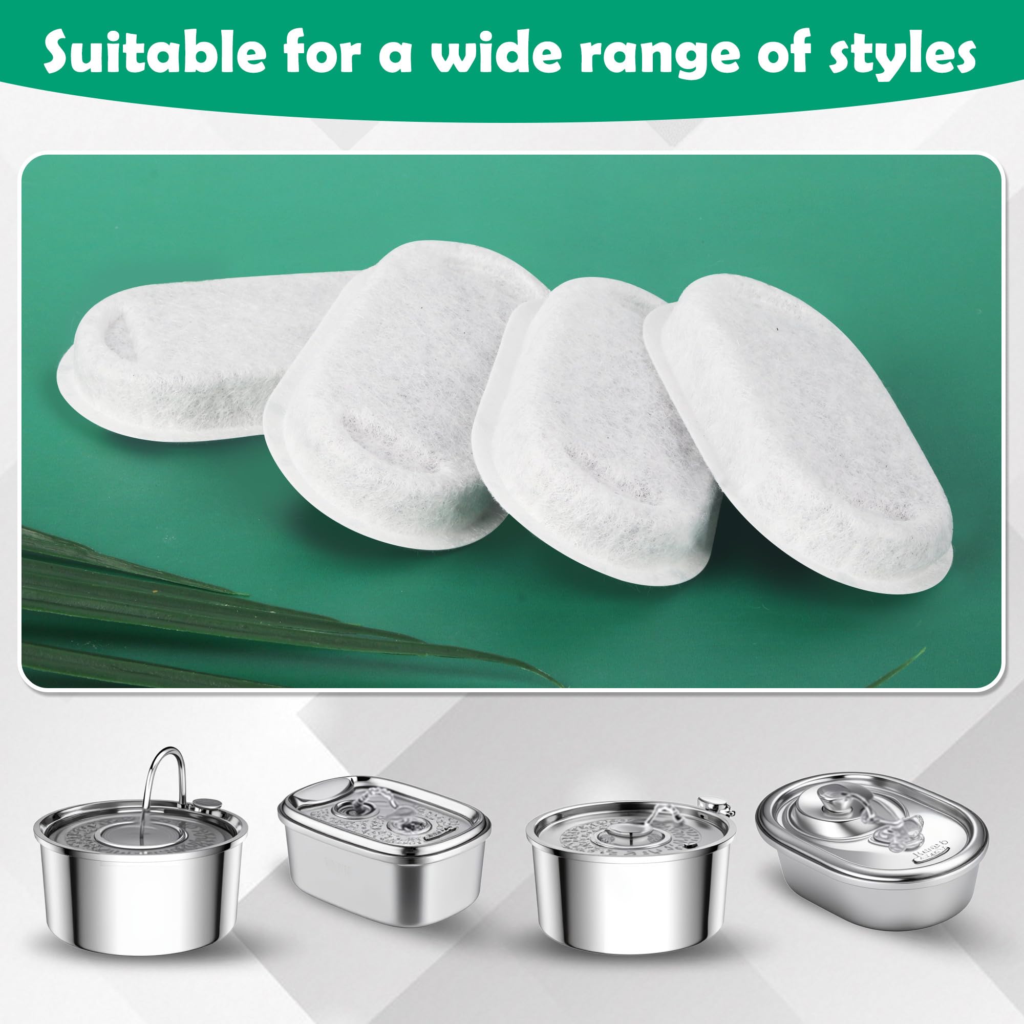Filtri fontanella per gatti, 32 filtri di ricambio per fontanelle per gatti (16 filtro al carbone e 16 filtro in spugna), filtri ad alta efficienza per fontanelle in acciaio inox da 2L/3,2L/4L
