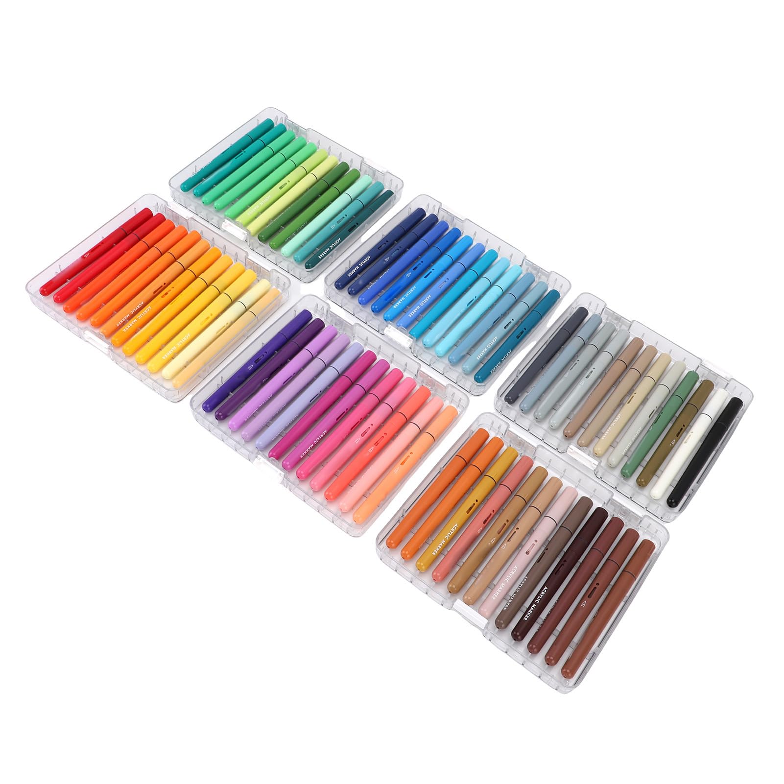 Naroote Set di Pennarelli Acrilici da 72 Colori, Pennarelli con Punta a Pennello, Acrilici Vivaci per Pittura su Roccia, Tessuto, Tela, Legno, Pietra, Vetro, Ceramica, Artigianato Fai-da-te